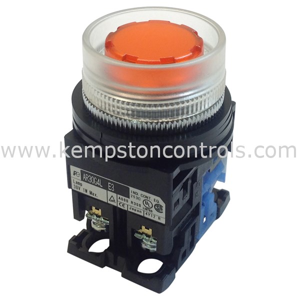 Bouton Poussoir Illuminé Fuji AR30G4L-10E3G - 24mm, 1NO AUX, 24V AC/DC, LED Verte, Garde Transparente Étendue