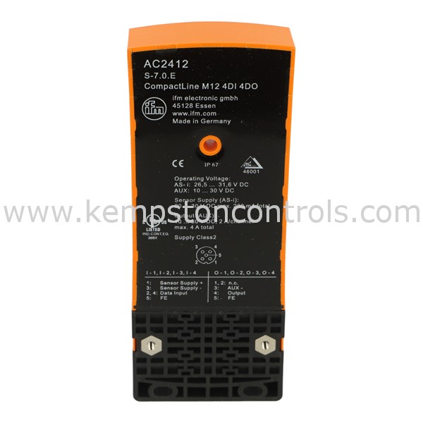 IFM AC2412 IFM COMPACTMODULE 4DI 4DO T M12:, ASI SLAVE, COMPACT TYPE, 4 ...