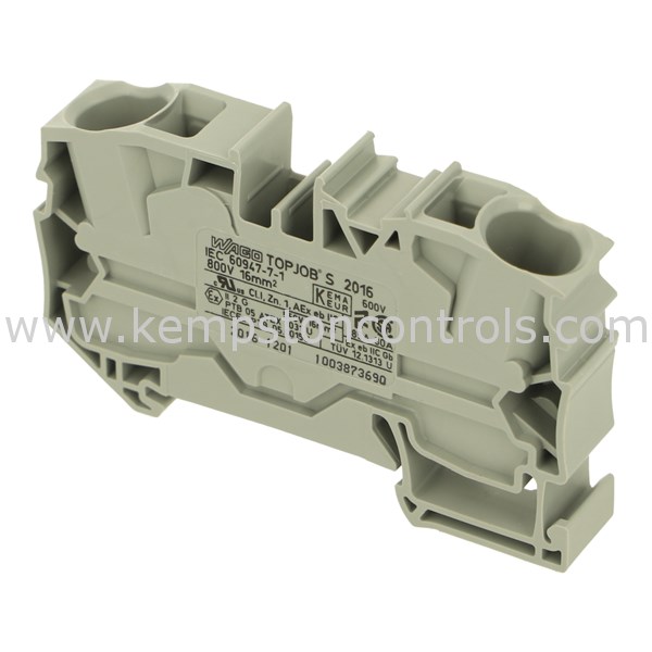 WAGO 20161201 GREY THROUGH TERMINAL BLOCK, 2 CONDUCTOR, 16 MM2, PUSH