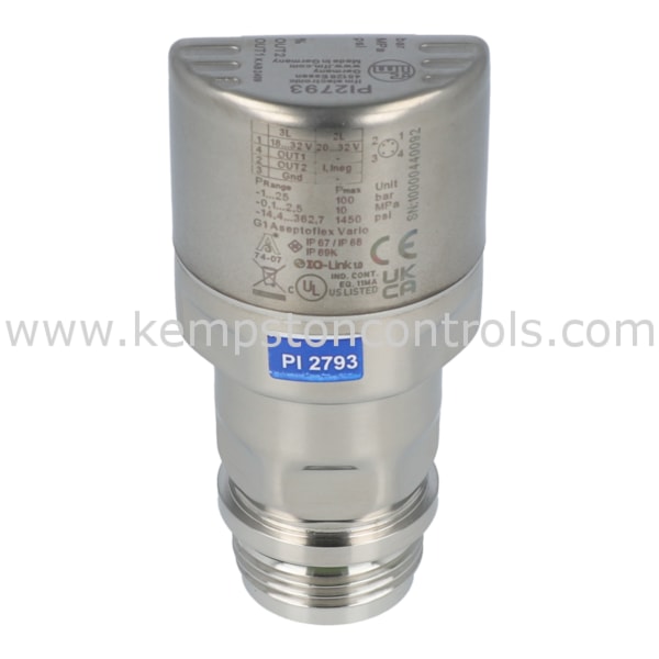 IFM PI2793 IFM FLUSH PRESSURE SENSOR, G1,-1-25 BAR RANGE, 2XPNP/NPN NO ...