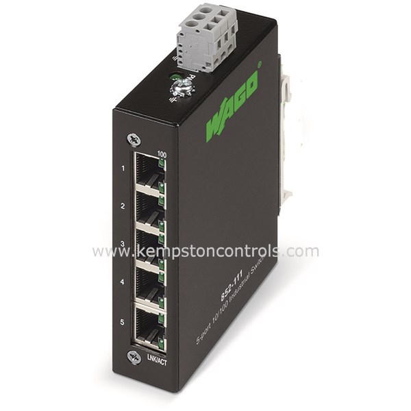 WAGO 852111 INDUSTRIALECOSWITCH, 5 PORT, BLACK, UNMANAGED