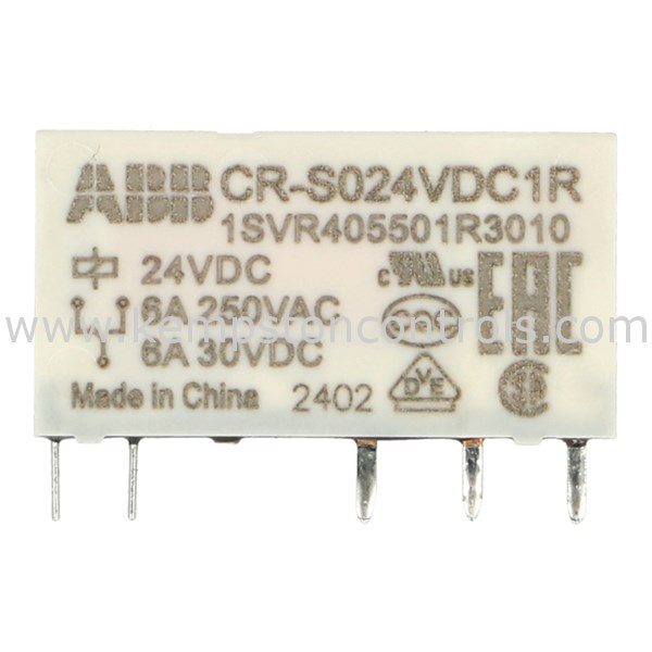 ABB 1SVR405501R3010 PLUGABLE INTERFACE RELAY, A1A2= 24 VDC, OUTPUT 6A