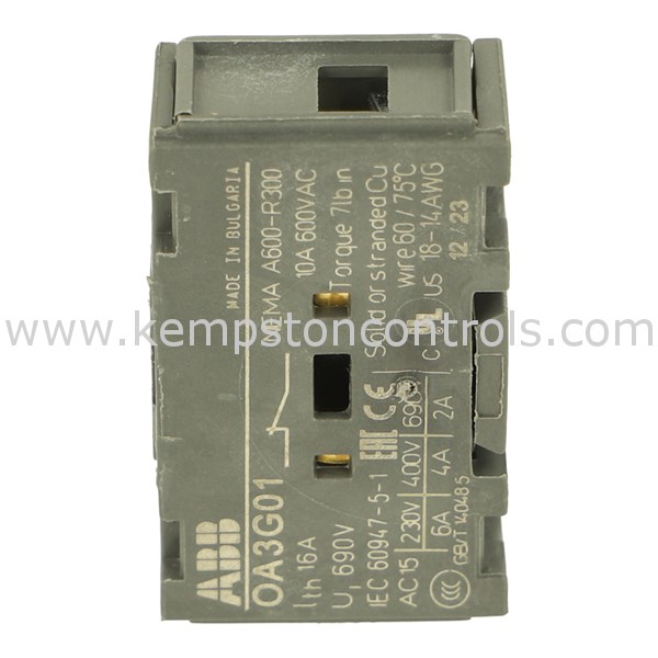ABB OA3G01 N/C AUX CONTACT, FOR OS MINI...160,, 1 CONTACT, 1NC, SNAP-ON ...