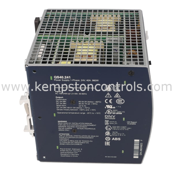 Puls QS40.241 POWER SUPPLY, SINGLE PHASE INPUT, 24VDC OUTPUT VOLTAGE