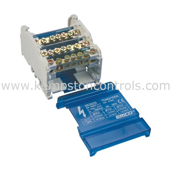 Erico 563940 ERICO DISTRIBUTION BLOCK, 4 POLE, 80/100A | Kempston Controls