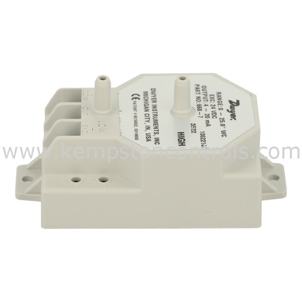 Dwyer 668-7 DWYER DIFFERENTIAL PRESSURE TRANSMITTER, RANGE 0-25" WC, 3/ ...