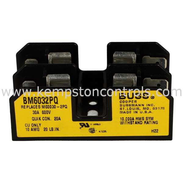 Bussmann BM6032PQ FUSE BLOCK, FOR 13/32" X 1 1/2" FUSES, 600VAC, 1/10