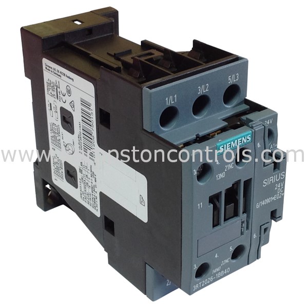 Siemens 3RT2026-1BB40 CONTACTOR 3P 11KW/400V 1NO+1NC 24VDC S0 SCREW ...