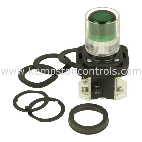 Allen Bradley 800HQRA24G MOMENTARY PUSHBUTTON, GREEN, ROUND, GUARDED