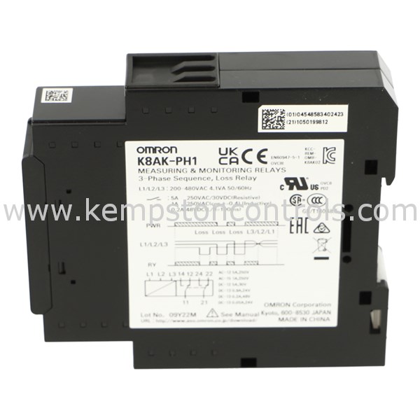 Omron K8AKPH1 MONITORING RELAY 22.5MM, THREEPHASE PHASESEQUENCE