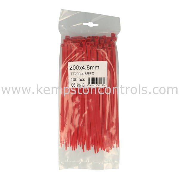 Termination Technology TT200-4.8RED TT NYLON CABLE TIES 200MM X 4.8MM ...