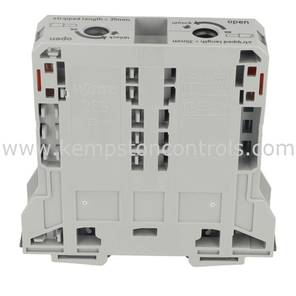 WAGO 285-195 WAGO FEED THROUGH TERMINAL BLOCK, GREY, 2 CONDUCTOR, 25-95 ...