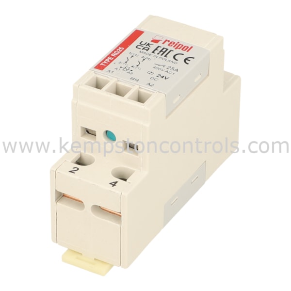 Relpol RG25-3022-28-1024 RELPOL DIN RAIL RELAY, 2 NO, COIL VOLTAGE 24 V ...