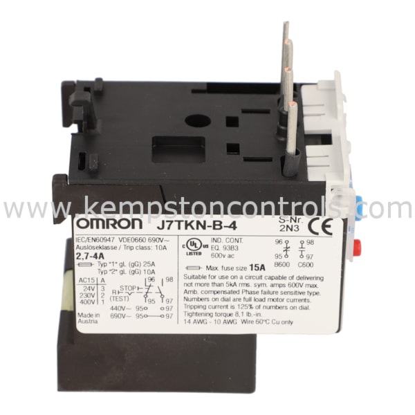 Omron J7TKN-B-4 OMRON OVERLOAD RELAY 2.7-4A | Kempston Controls