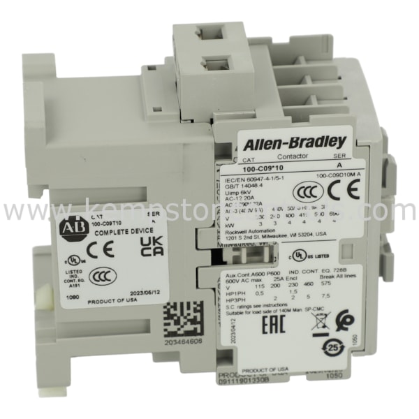 Allen Bradley 100C09T10 CONTACTOR, SCREW TERMINALS, LINE SIDE, 9A (AC3