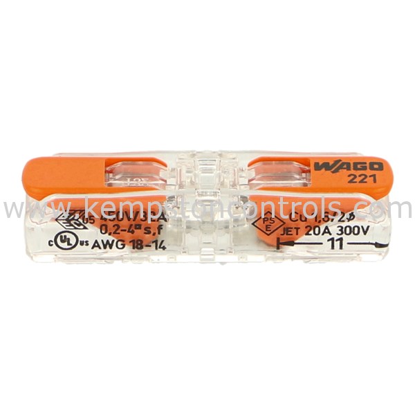 WAGO 221-2411 WAGO 4MM² 221 INLINE COMPACT CONNECTOR | Kempston Controls