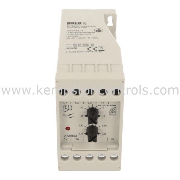 Dold AA9943.11 240/415V DOLD UNDERVOLTAGE RELAY, 3 PHASE, 3 AC100/57 TO ...