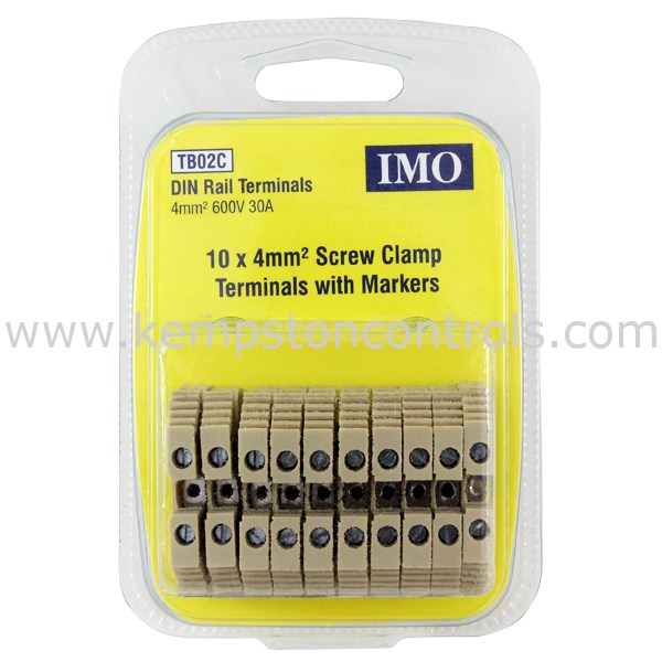 IMO TB02C DIN RAIL TERNINALS, 4MM, 600V, 30A, 10x4MM, SCREW CLAMP