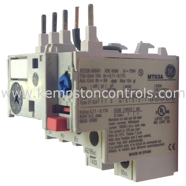 GE MT03A THERMAL OVERLOAD RELAY, 0.110.17A, FIXED HEATER, FOR USE WITH