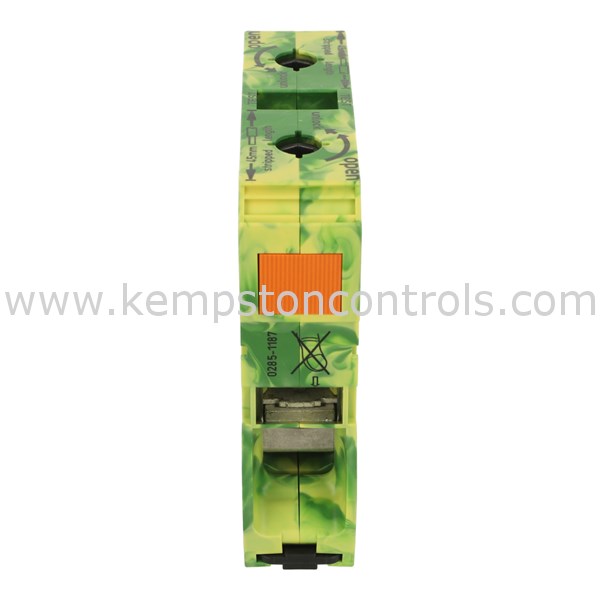 WAGO 285-1187 WAGO FEED THROUGH TERMINAL BLOCK, GREEN AND YELLOW, EARTH ...