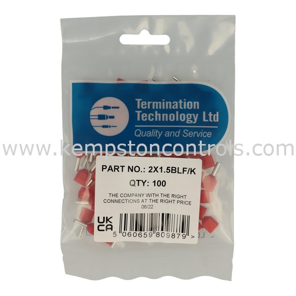 Temination Pin Termination Technology 2X1.5BLF/K BOOTLACE FERRULE GERMAN INSULATED ...
