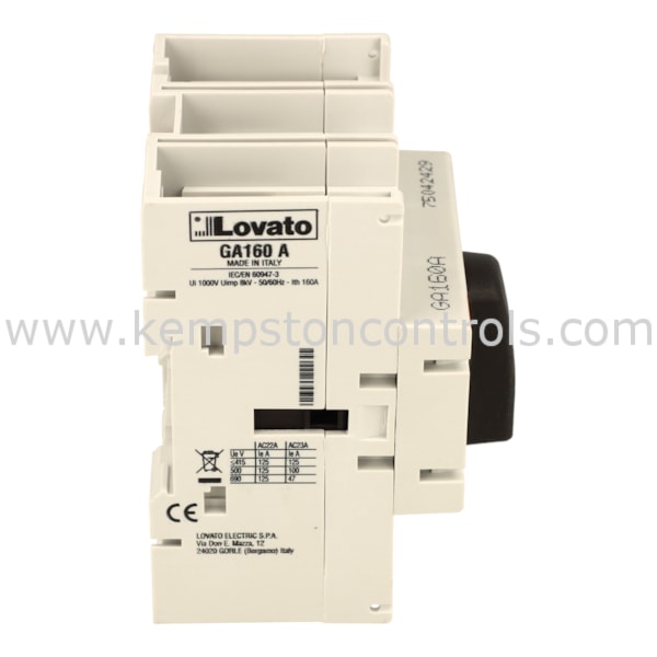 Lovato GA160A LOVATO 3P SWITCH 160A-DIRECT/DOOR | Kempston Controls