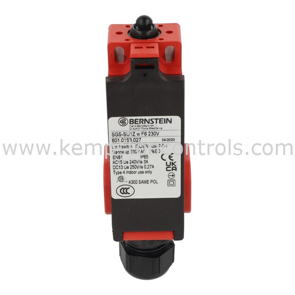 Bernstein 6010153027 SAFETY SWITCH, 10A, 250VAC, 1NC/1NO, 2 x M4 / 2