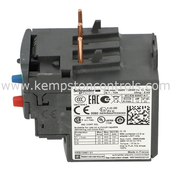 Schneider LRD14 SCHNEIDER THERMAL OVERLOAD RELAYS, 7-10A, 10A CLASS ...