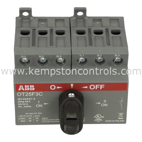 Interruttore Commutatore Abb-entrelec OT25F3C – Sezionatore Manuale 3 Contatti Per Montaggio Su Guida DIN. Ideale Per Quadri Elettrici E Commutazione Rete/Gruppo.